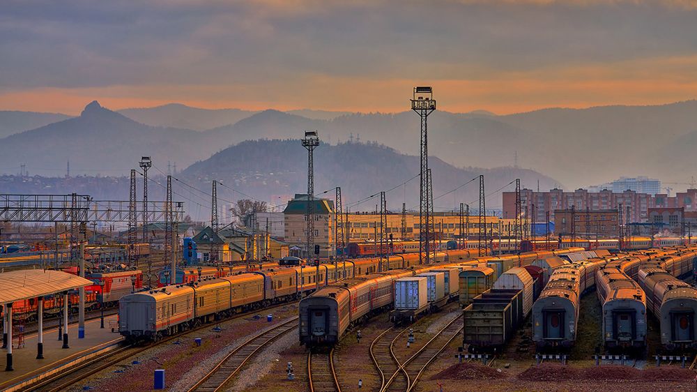 Evening TRANS-Siberian railway