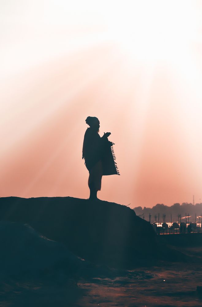 Mystic seeker in act of benediction.