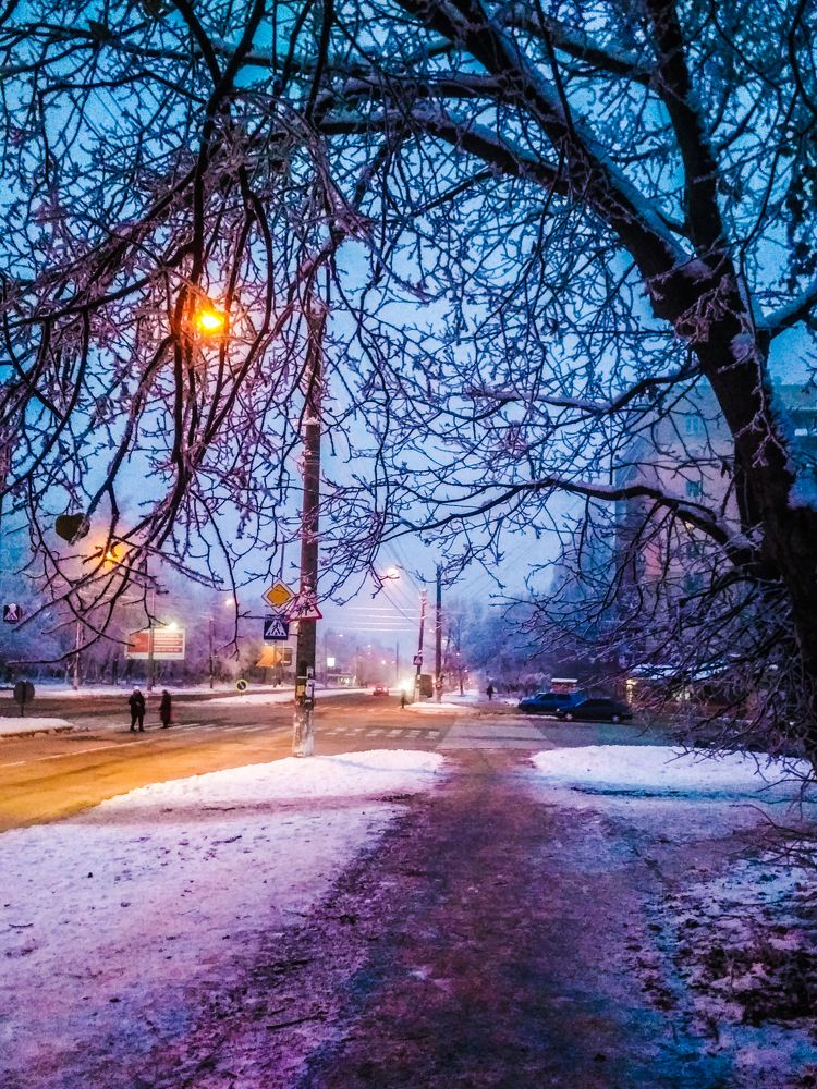 Сиреневій вечер зимой.