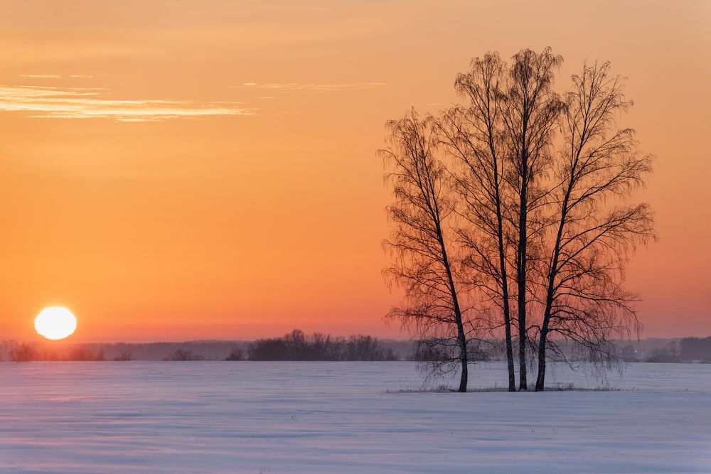 Теплые закаты в холодной Сибири