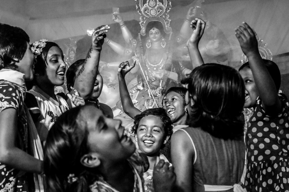 Children are enjoying the festival Of durga puja