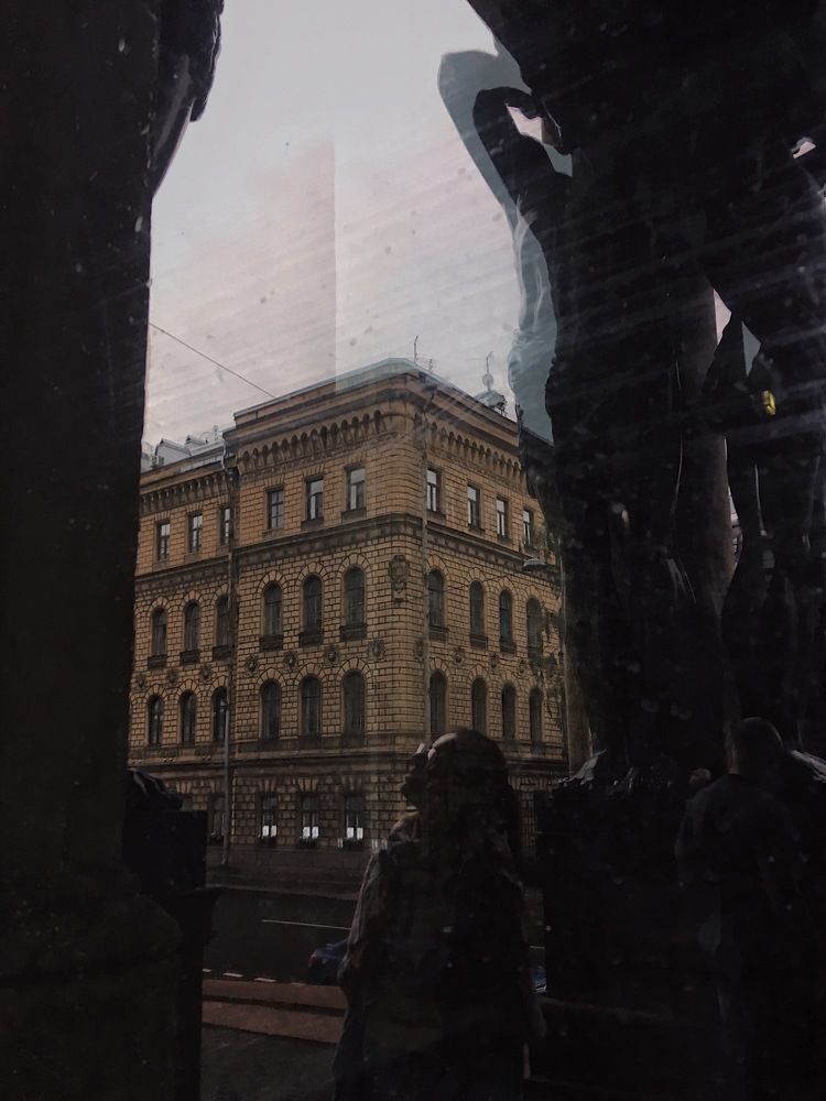 Street reflection. Grey