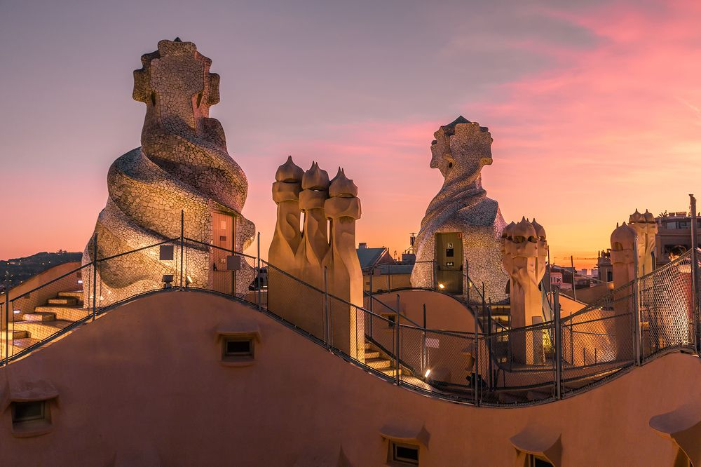 Barcelona. Sunset at Casa Mila 2019
