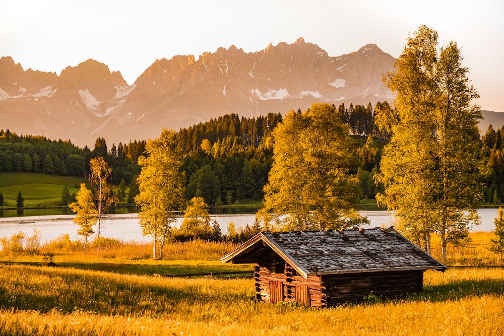 View of the Cabin and Wilder Kaiser mountains
