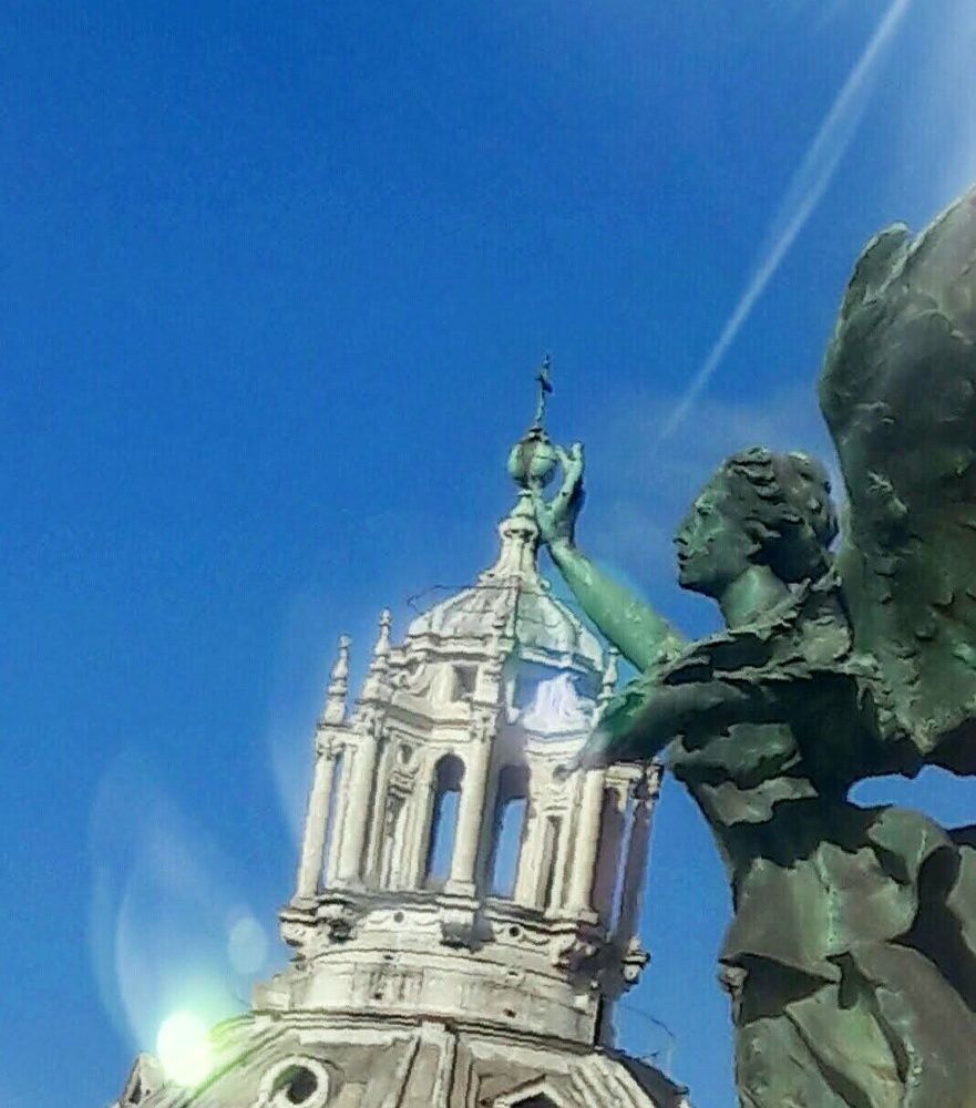 Angel and the church tower.