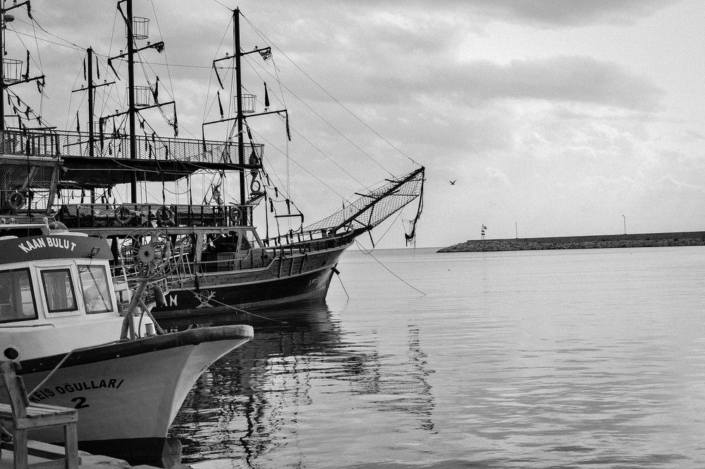 The ships near the road