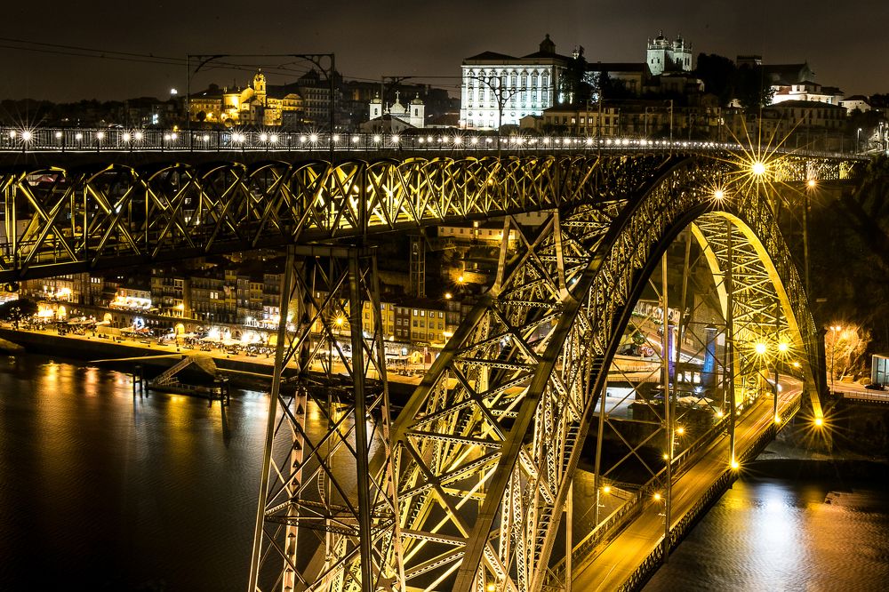 Ponte D Luis at night oPorto