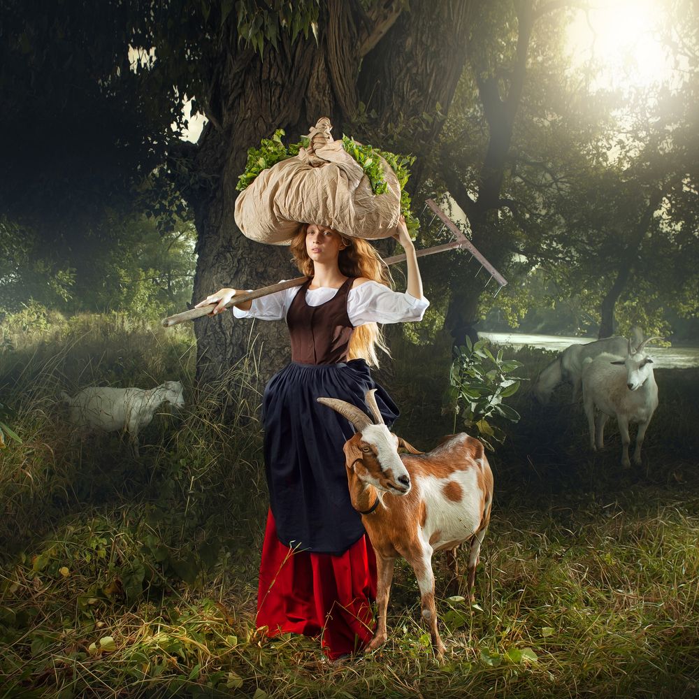 Young  girl  with grass