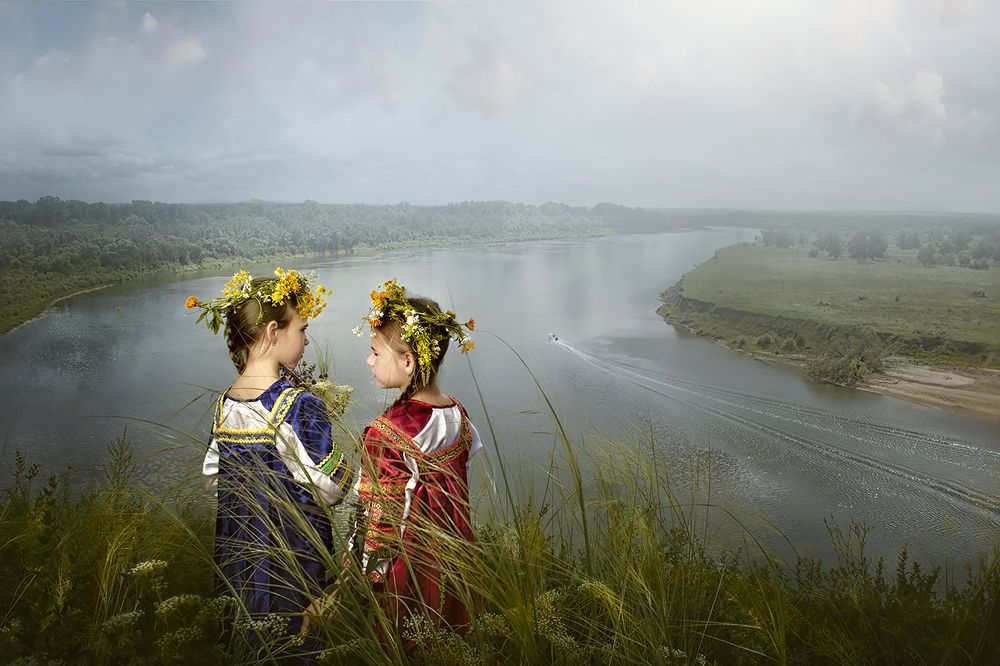 Young girls in the village
