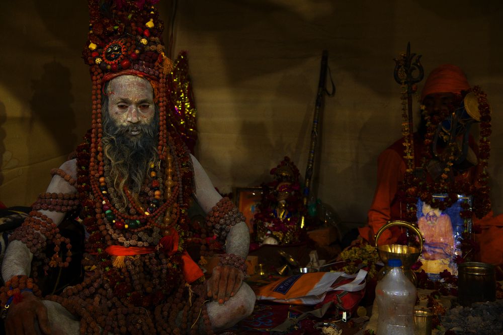 A "NAGA SADHU" (Hermit) in the "KUMBH FAIR"