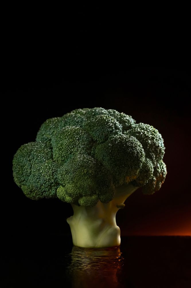 broccoli on black background