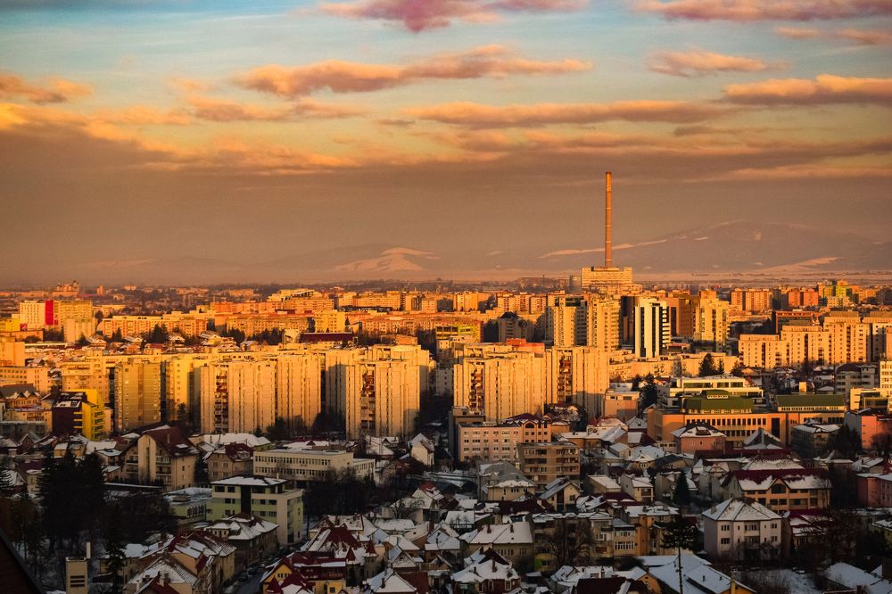 Winter sunset at Brasov.