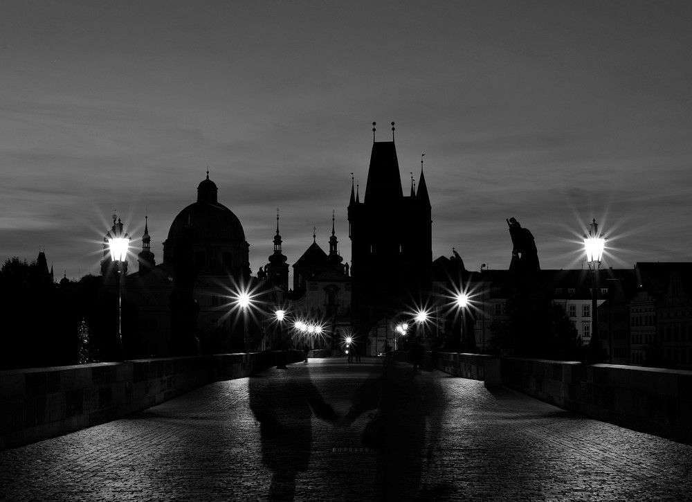 ghosts on Charles Bridge in Prague