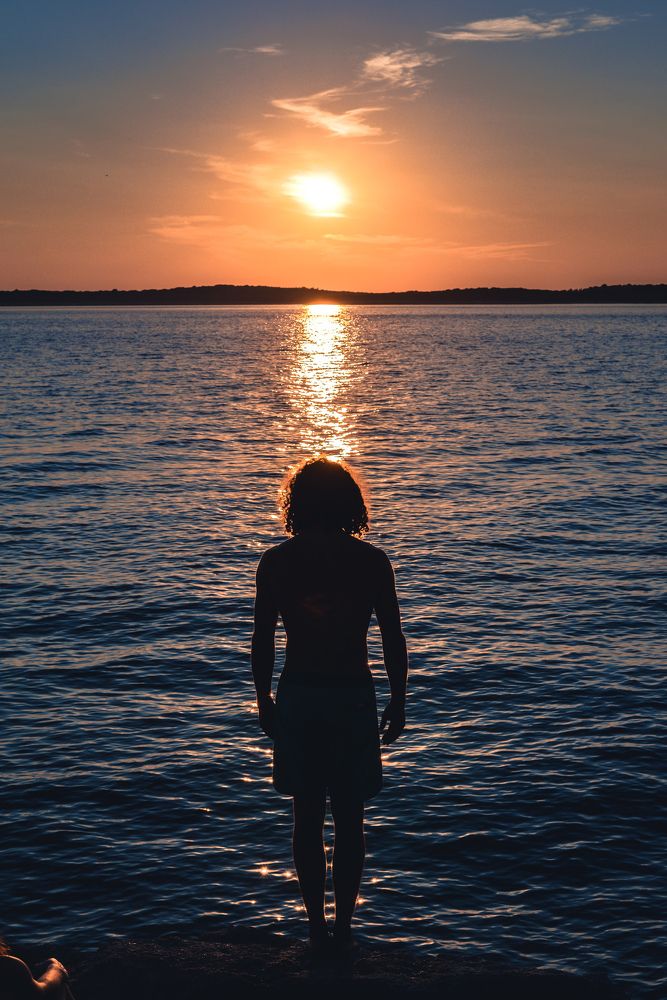 One jumper in the sunset