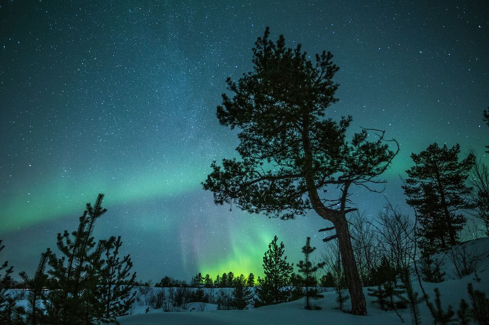 Полярное сияние и млечный путь