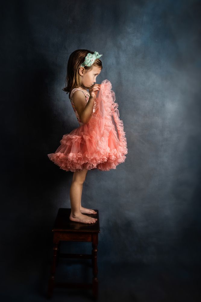 Little girl in the pink tutu skirt