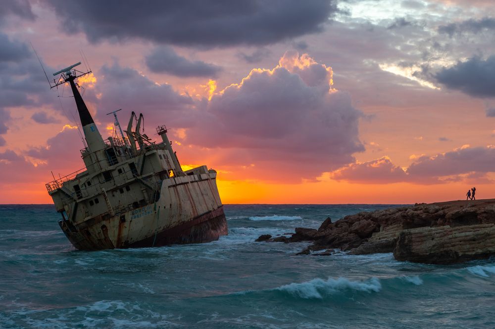The shipwreck on sunset
