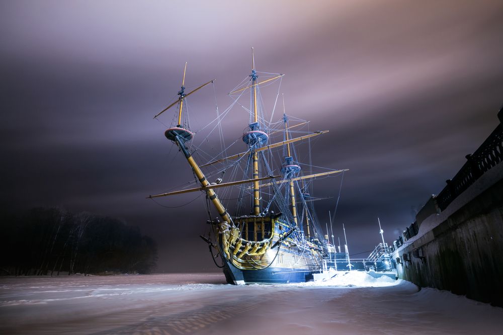 Painted sky and mist around