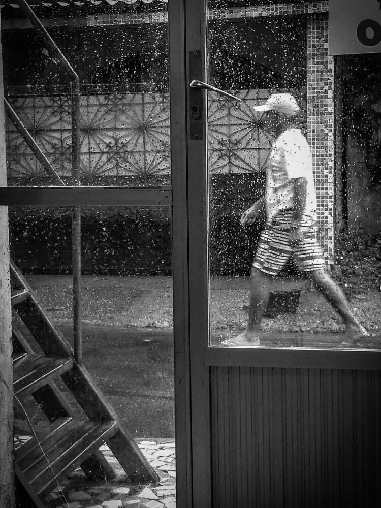 Walking in the rain.