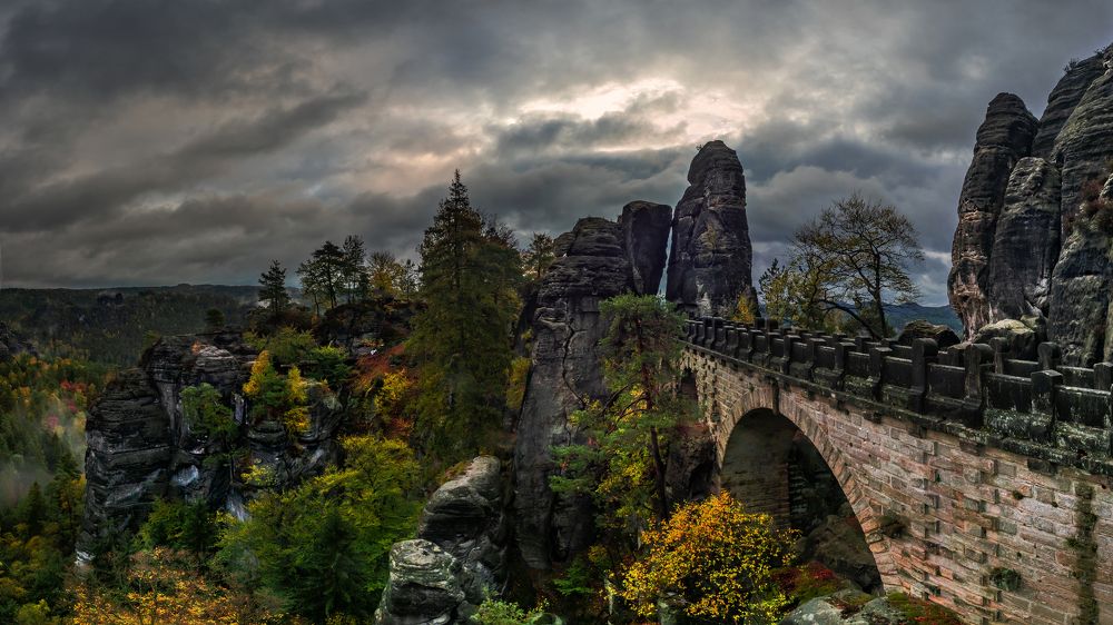 over the stone bridge