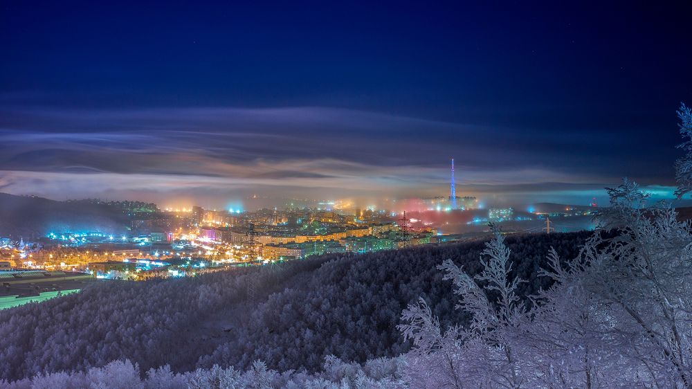 Мурманск в морозном тумане