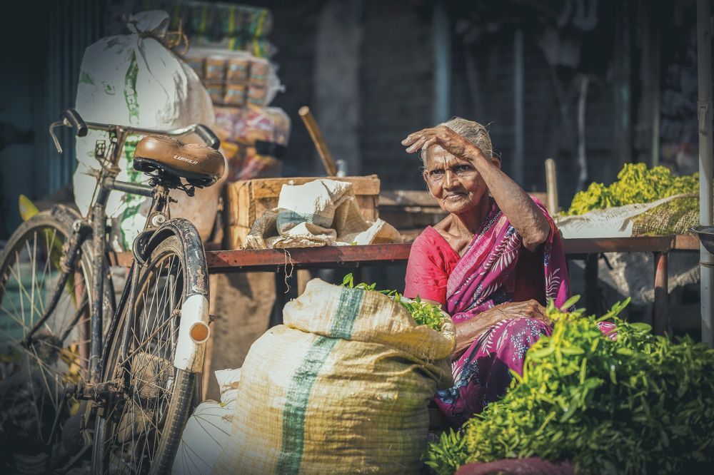 Daily life of Selling vegetable in market