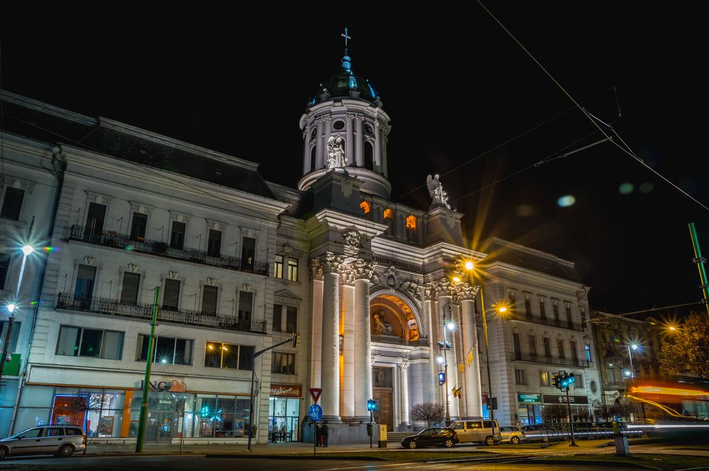 Catholic church at night