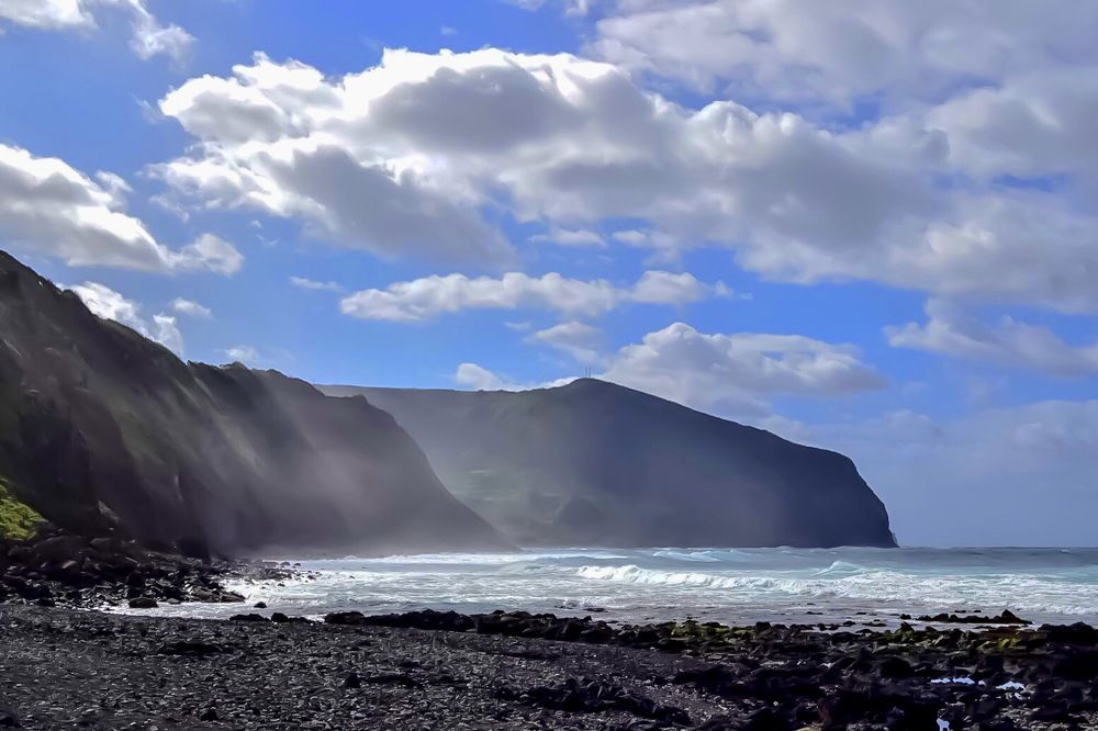 Sunrise in a black sanded beach