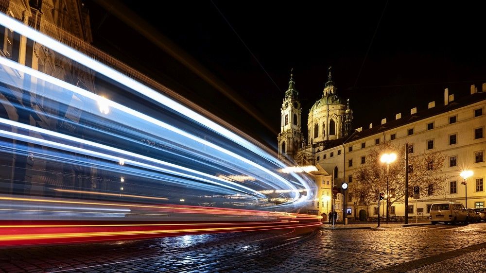 Tram to Malostranská Square in Prague.