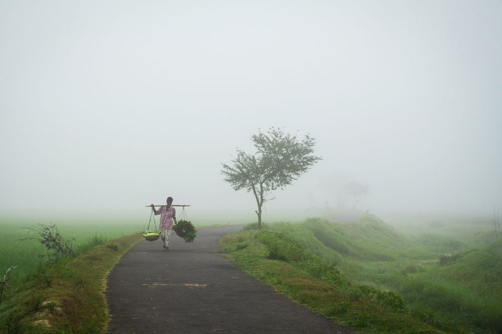 Village's winter morning