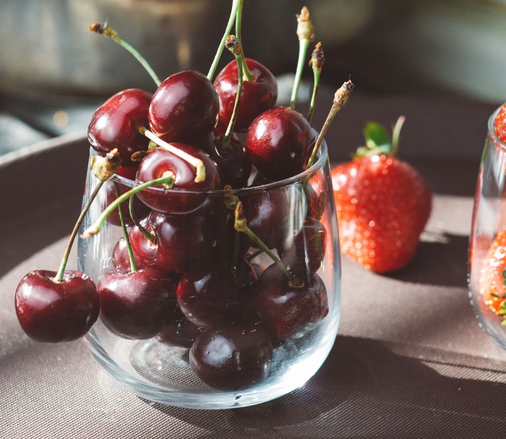 sweet cherry with strawberries