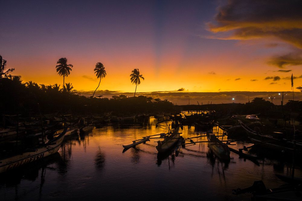 Group of boats anchored in the harbor