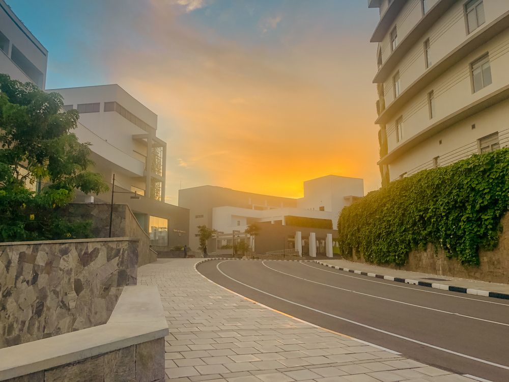 Road through buildings