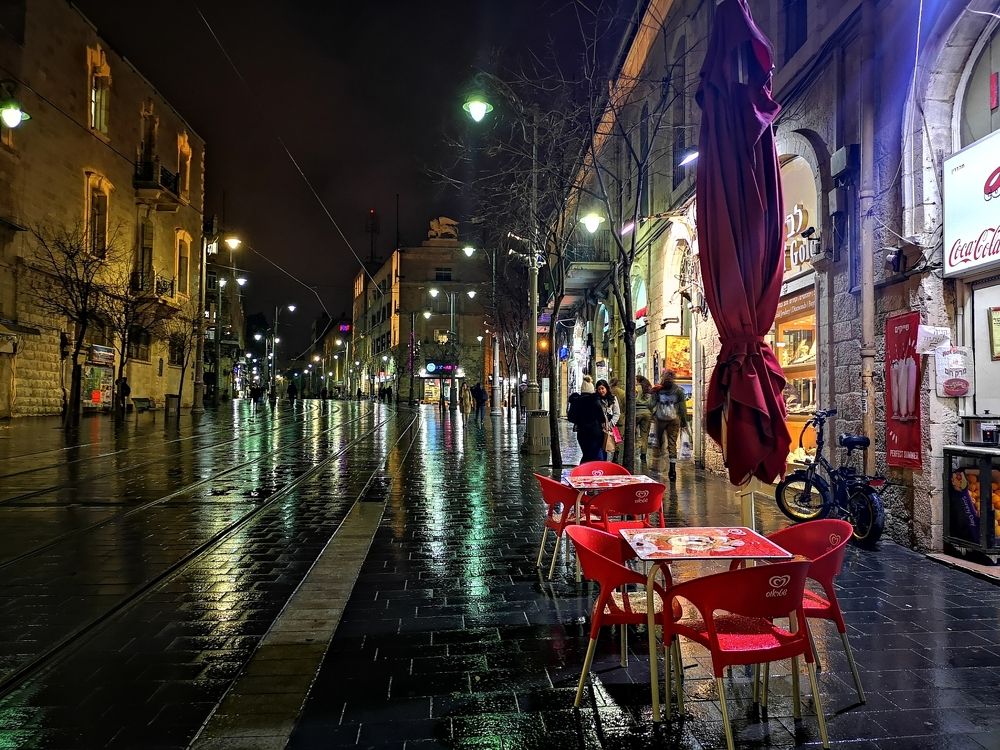 Иерусалим, ул. Яффо после дождя