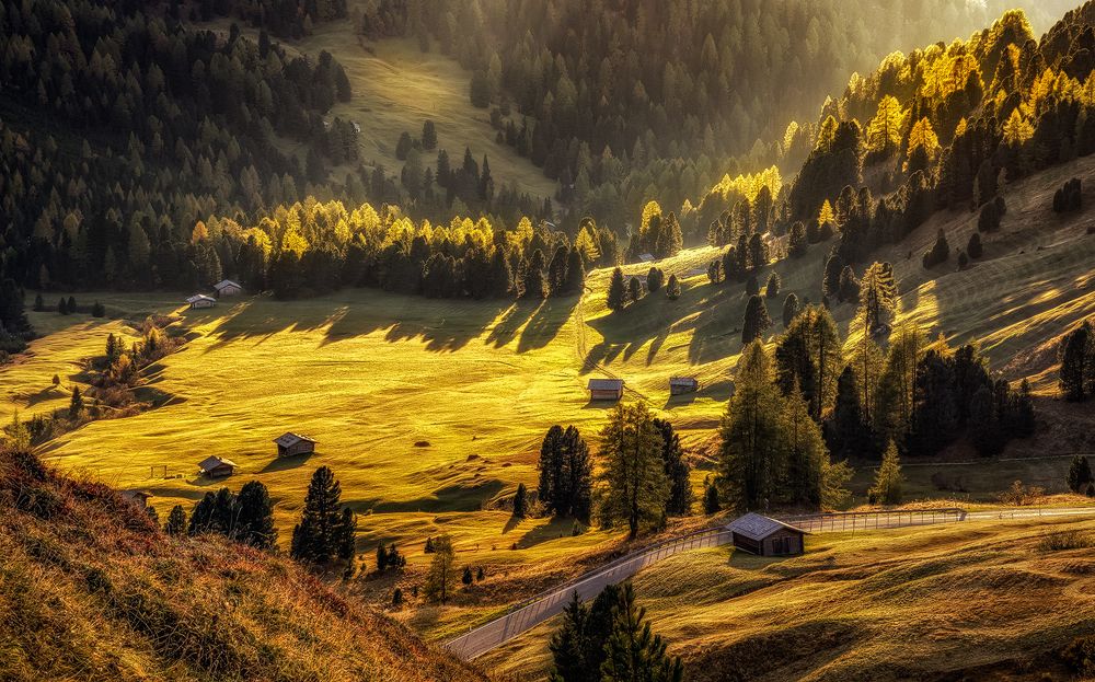 Passo Gardena at sunset