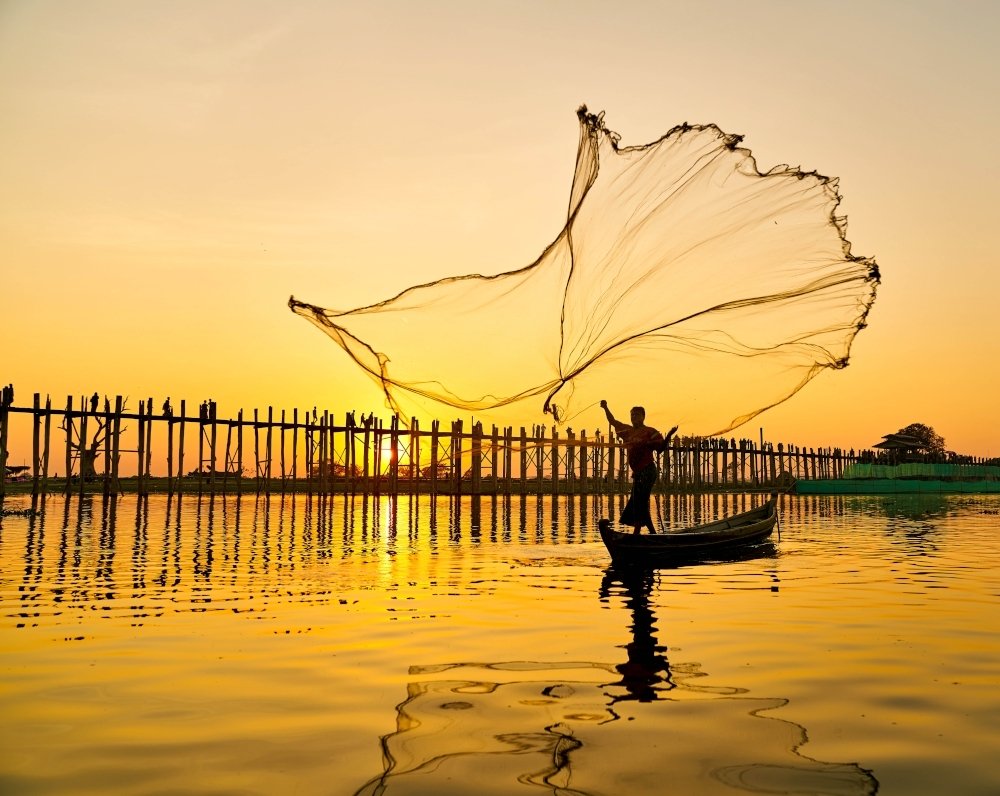 Fisherman at U bain bridge - Myanmar