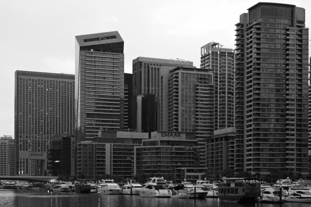 Beauty of Dubai Marina in Monochrome.
