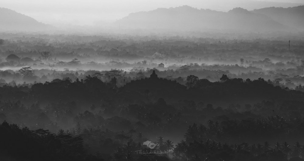 silhouette of Borobudur temple