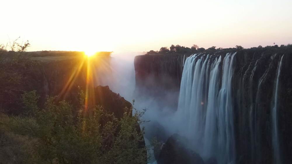 SUNSET AT VICTORIA FALLS LIVINGSTONE ZAMBIA