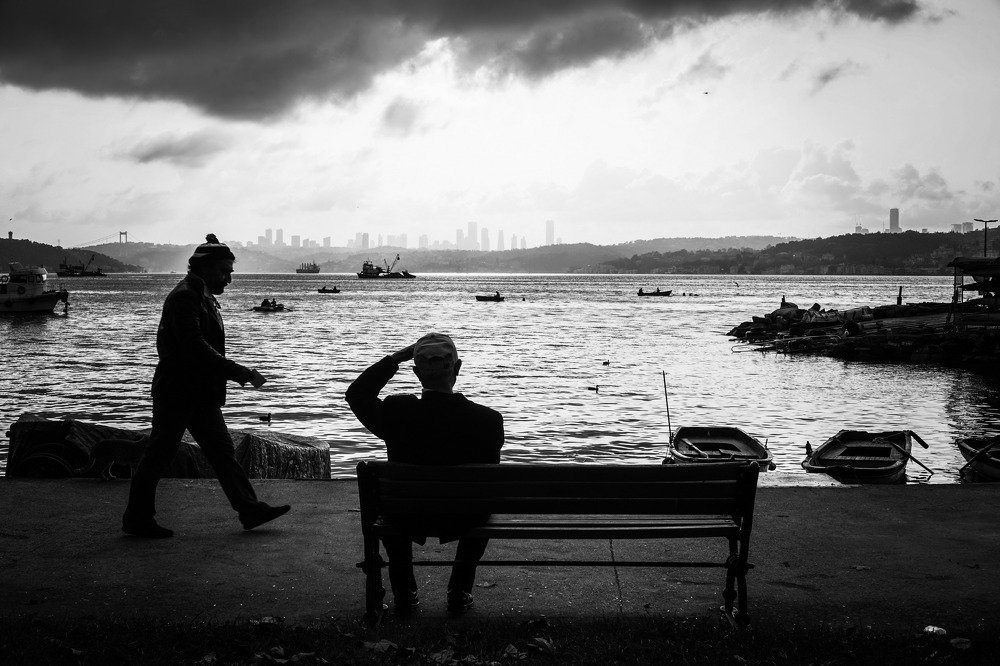 Two men on the beach.