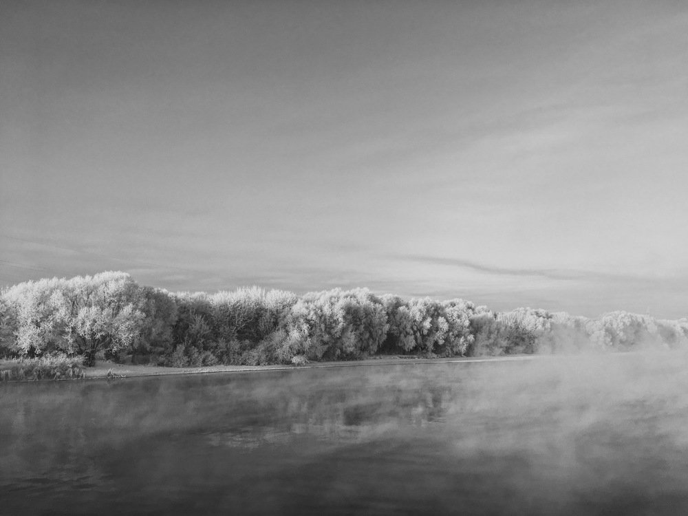 Зимнее утро. Туман над рекой