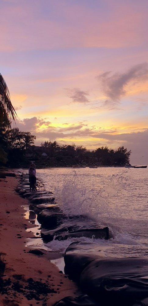 Pastel sunset and wild sea