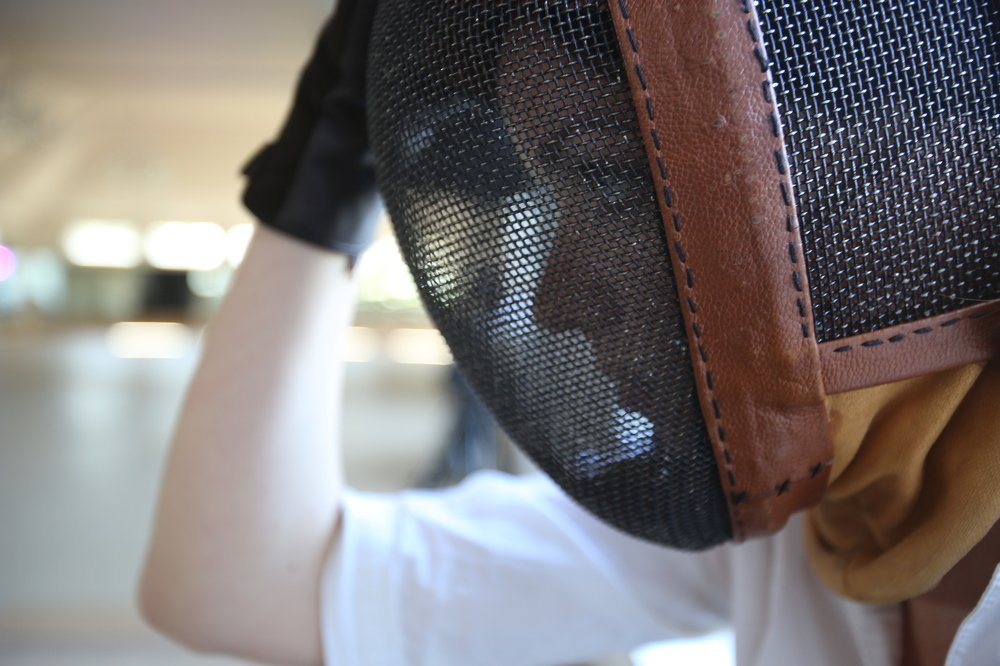 A woman in a mask