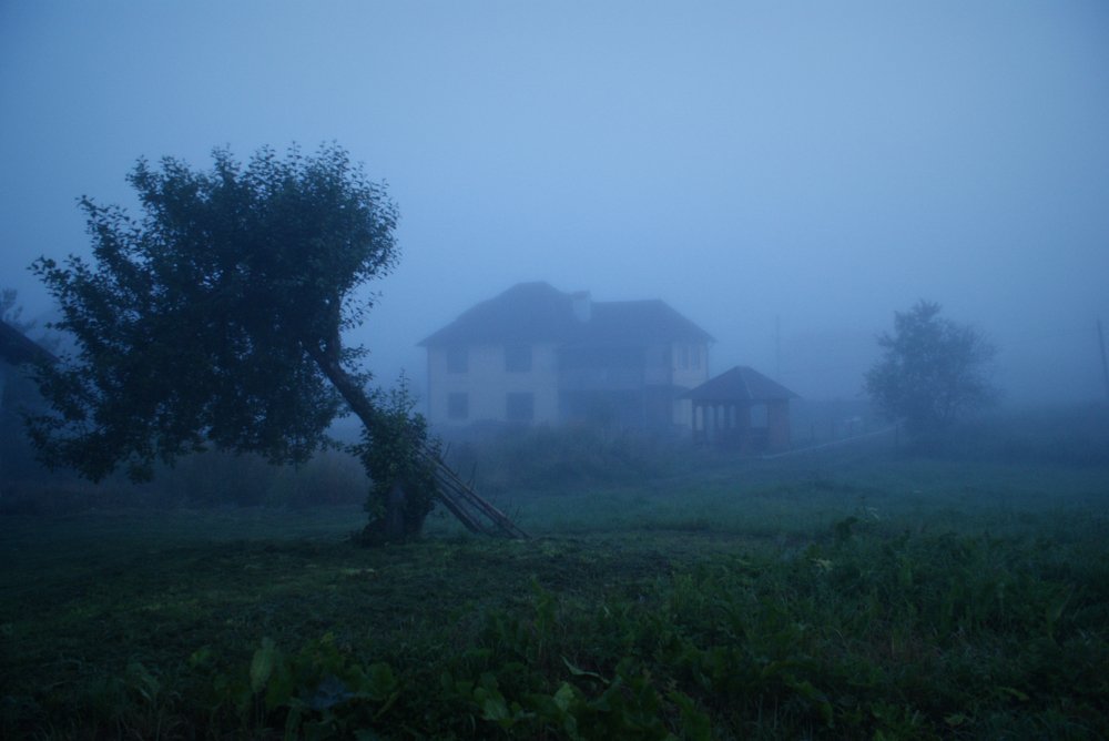 lonely house in the fog