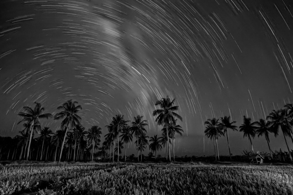 Star trail in Sawarna Beach