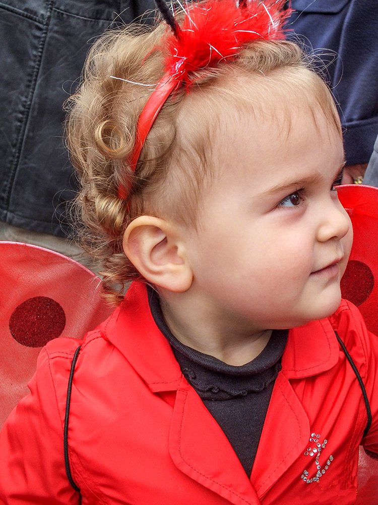 A little girl on April Fools' Day