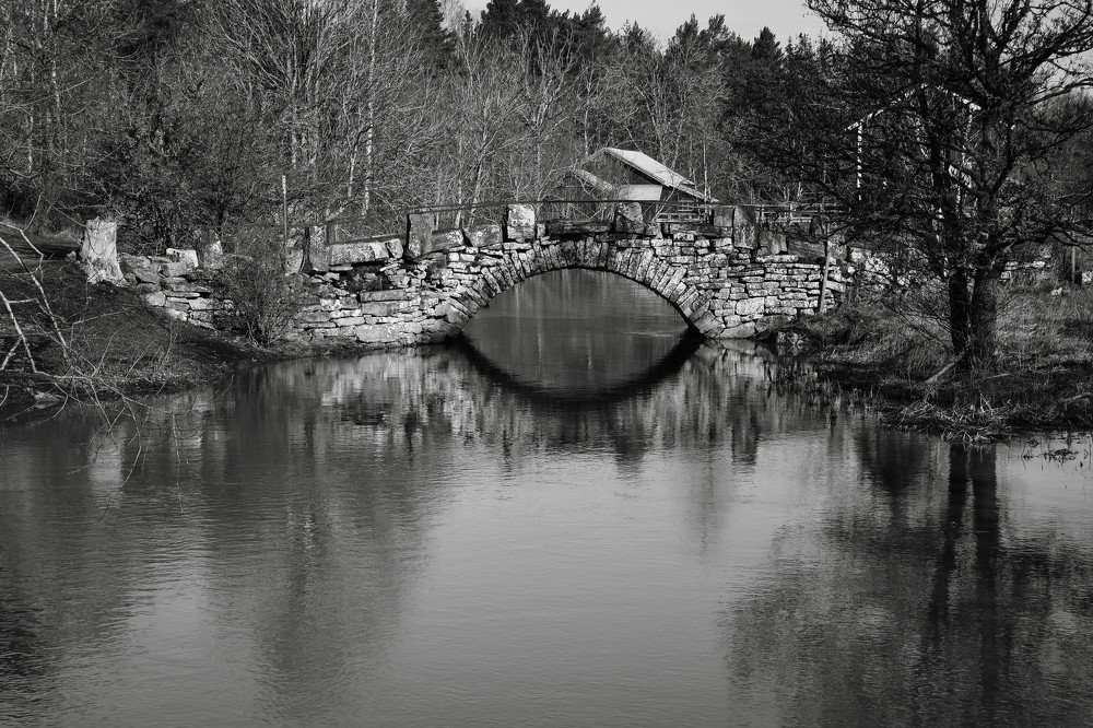 Scandinavian bridge over water