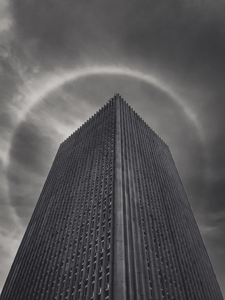 Halo of light on the building