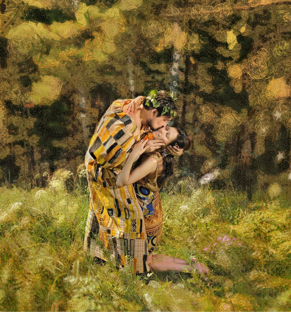 Поцелуй, автопортрет в стиле "Модерн"