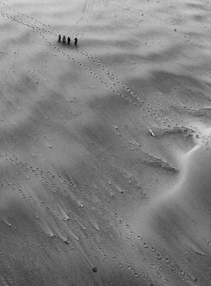 Travel people b&w landscape